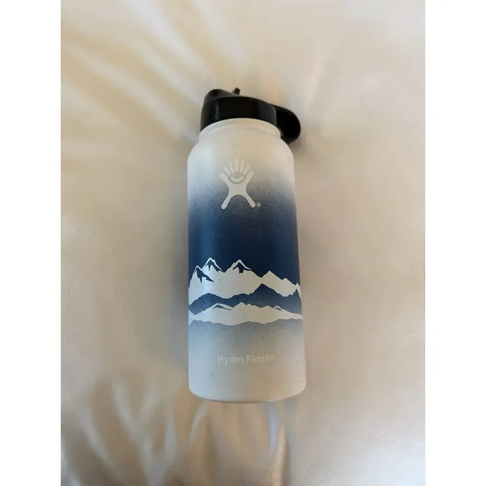 Hydro Flask 32‎ Oz Water Bottle With Straw Mountain Design,18/8 Stainless GUC